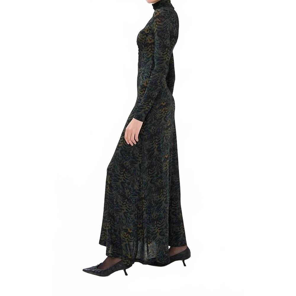 NEW ULLA JOHNSON koa jersey ruched front turtleneck dress in desert jasper - Picture 3 of 4
